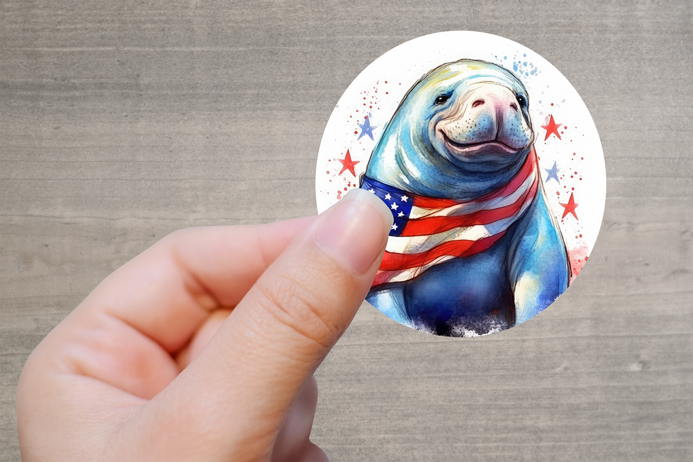 Patriotic Manatee Vinyl Decal Sticker