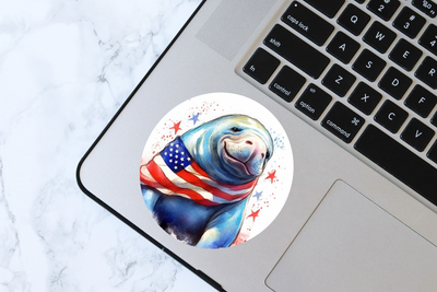 Patriotic Manatee Vinyl Decal Sticker