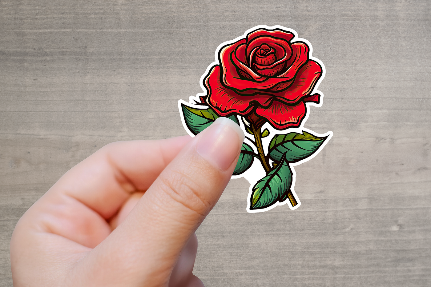 Single Red Rose Vinyl Decal Sticker