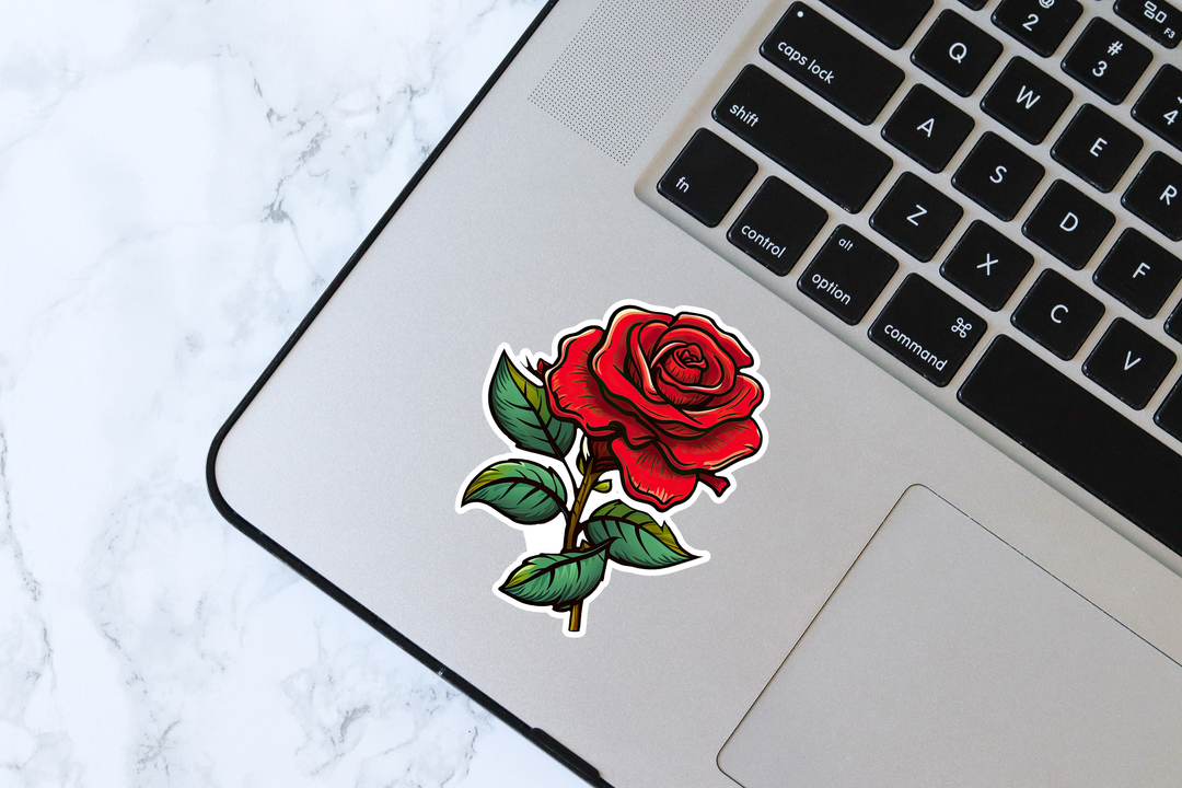 Single Red Rose Vinyl Decal Sticker