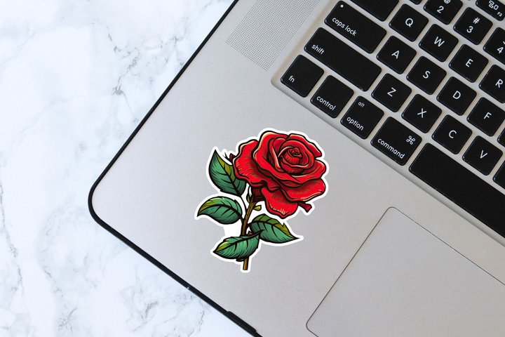 Single Red Rose Vinyl Decal Sticker