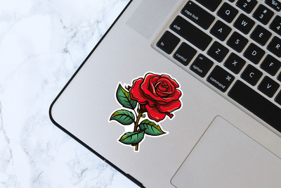 Single Red Rose Vinyl Decal Sticker