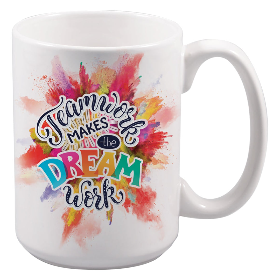 Custom full-color printed 15 oz white ceramic coffee mug - bulk