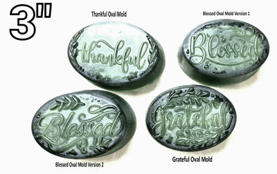 Grateful Thankful or Blessed Oval V2 Plastic Mold or Silicone mold, bath bomb mold, soap mold, resin mold, Blessed mold, grateful mold