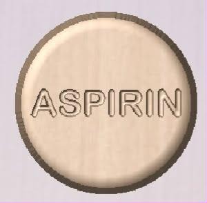 Aspirin shower tablet mold, a round tablet with ASPIRIN pressed across the face