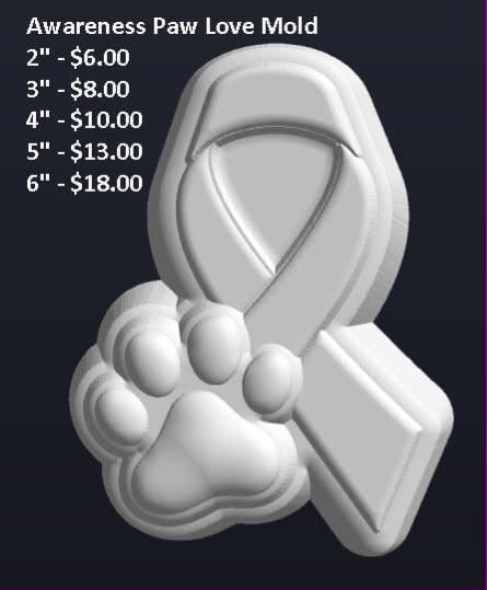 Awareness paw love mold, an awareness ribbon with a dog&