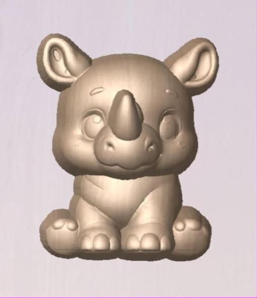 Baby rhino mold, a chubby cartoon rhino calf sitting upright with oversized ears and stubby horn