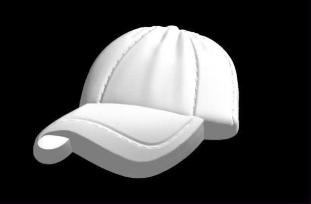Baseball cap mold with a curved brim, panel seams and topstitching across the crown