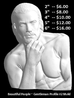 Gentleman profile mold, a man's bust with his hand resting at his chin