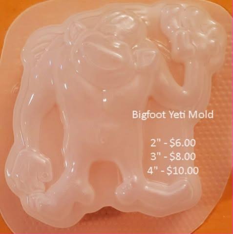 Bigfoot yeti silicone mold, a shaggy figure caught mid-stride