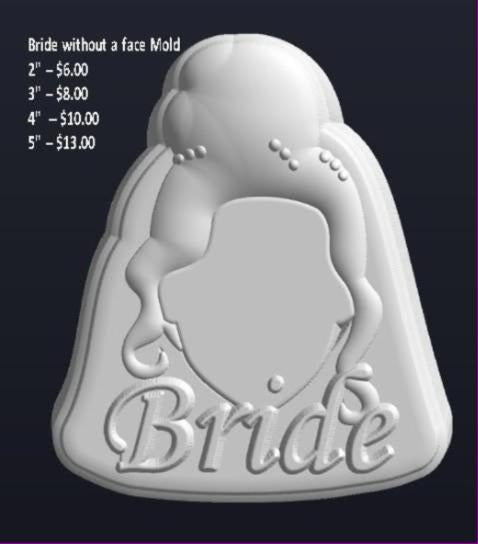 Bride without a face mold, a veiled bride with Bride lettered beneath