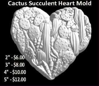 Cactus succulent heart mold packed with paddle cactus, aloe and rosettes