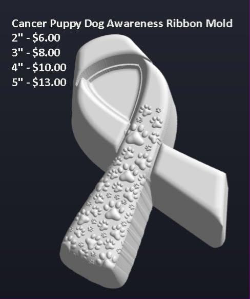 Awareness ribbon mold with paw prints running down one tail