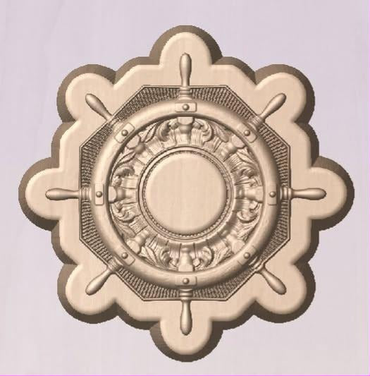 Captain's ship wheel mold with turned spokes and a blank centre disc
