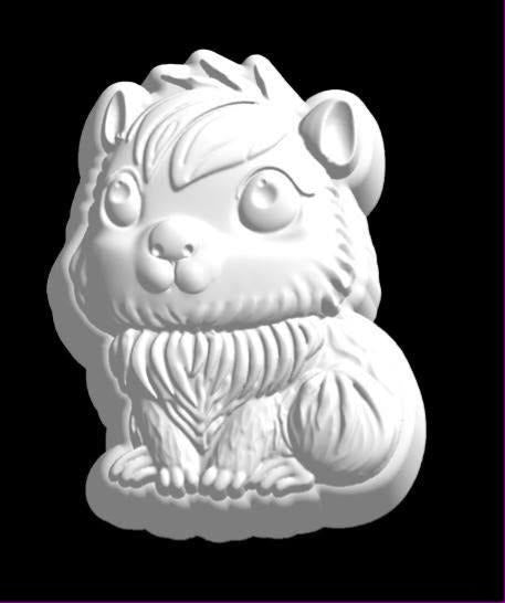 Capybara mold, a capybara sitting up with big round eyes and a shaggy chest