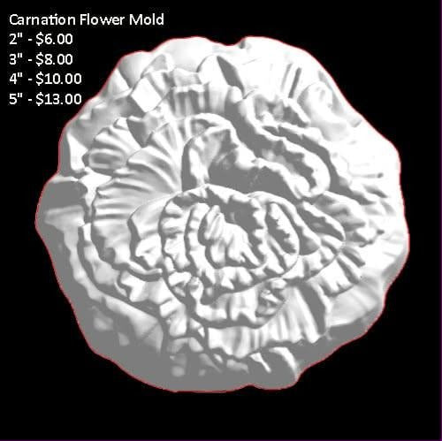 Carnation flower mold with ruffled petals layered to a fringed edge