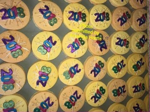 Celebration year soaps cast from the mold, each disc showing a year over fireworks