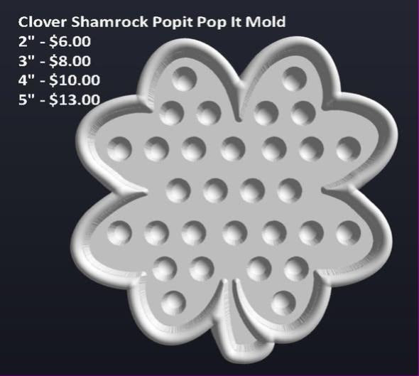 Mold of a four leaf clover covered in round pop-it bubble dimples