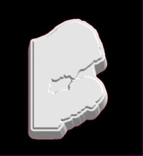 Mold of a father and baby touching noses cut as a single silhouette