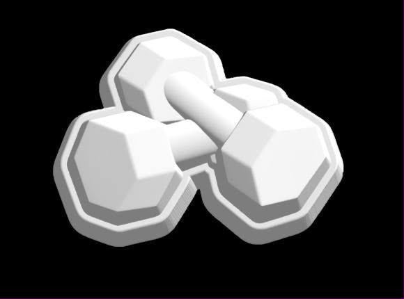 Mold of two hex headed dumbbells crossed over one another