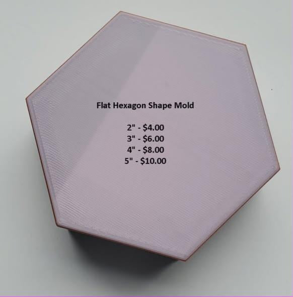 Plain flat hexagon mold in pale lilac plastic with a smooth blank face and sharp edges