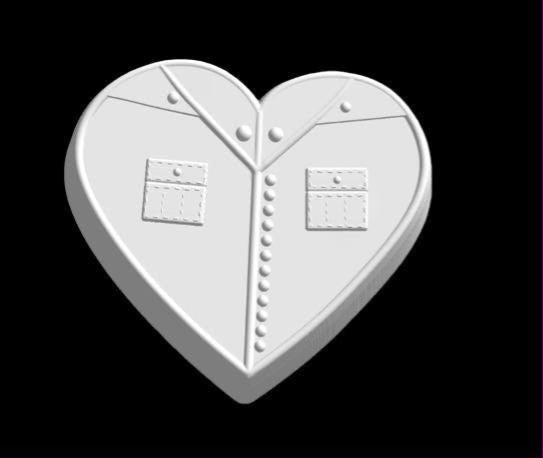 Heart mold cut as an army service shirt with a pointed collar, a row of buttons and two flap chest pockets.
