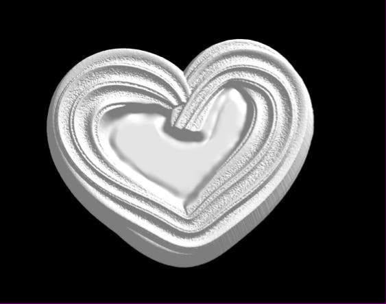 Heart mold shaped like a churro, three ridged dough loops spiralling in to a smooth heart hollow.