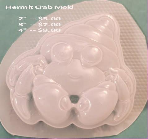 Cast mold of a hermit crab peeking from a domed spiral shell with stalked eyes and claws