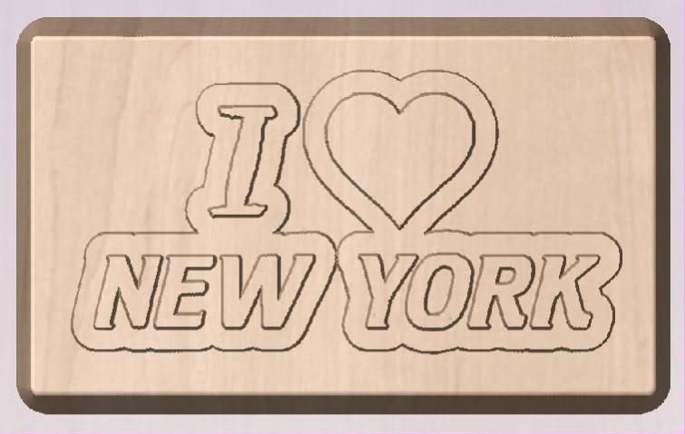 Rectangular plaque mold reading I heart NEW YORK in slanted italic block capitals.
