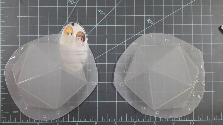 Icosahedron Plastic Mold, dice mold, bath bomb mold, soap mold, 2 part mold, d20 mold, nerd mold, geeky mold, geek mold, gamer mold,d20 dice