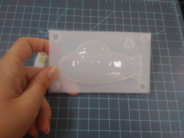 Submarine 2-part Plastic Mold, bath bomb mold, soap mold, sub mold, resin mold, marine mold, kid mold, submarine mold, candy mold, chocolate