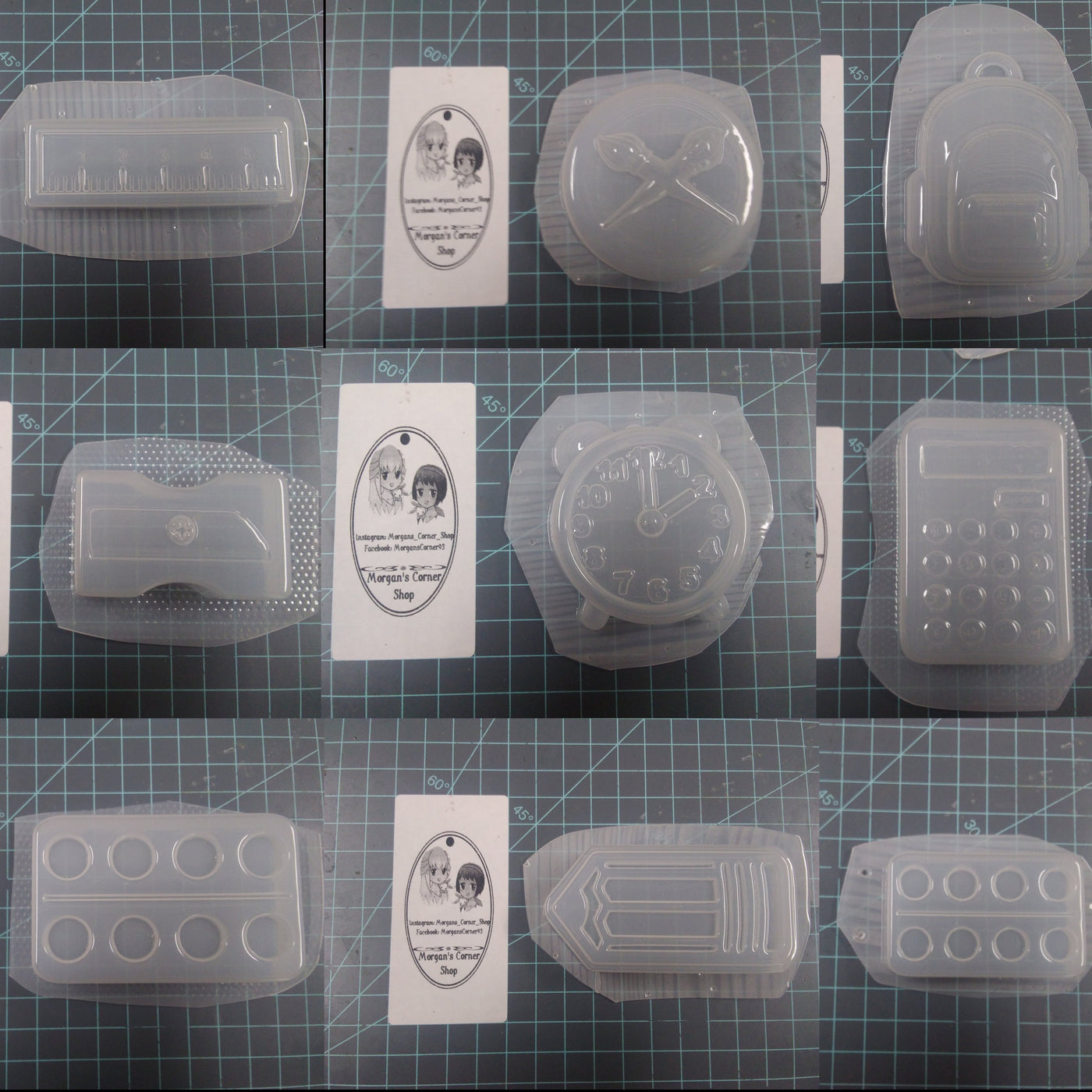 Back To School Plastic Mold, bath bomb mold, soap mold, pencil mold, resin mold, clock mold, chocolate mold, ruler mold, backpack mold