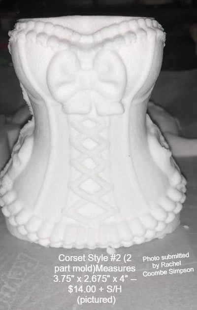 Sweet Corset 2-part Plastic Mold, bath bomb mold, soap mold, corset mold, resin mold, bustier mold, chocolate mold, candle mold, garment