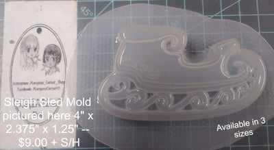 Sleigh Sled Plastic Mold or Silicone mold, bath bomb mold, soap mold, sled mold, resin mold, sleigh mold, chocolate mold, winter mold, mould