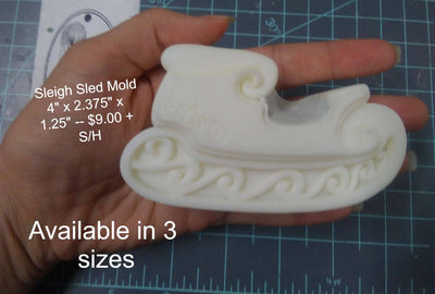 Sleigh Sled Plastic Mold or Silicone mold, bath bomb mold, soap mold, sled mold, resin mold, sleigh mold, chocolate mold, winter mold, mould