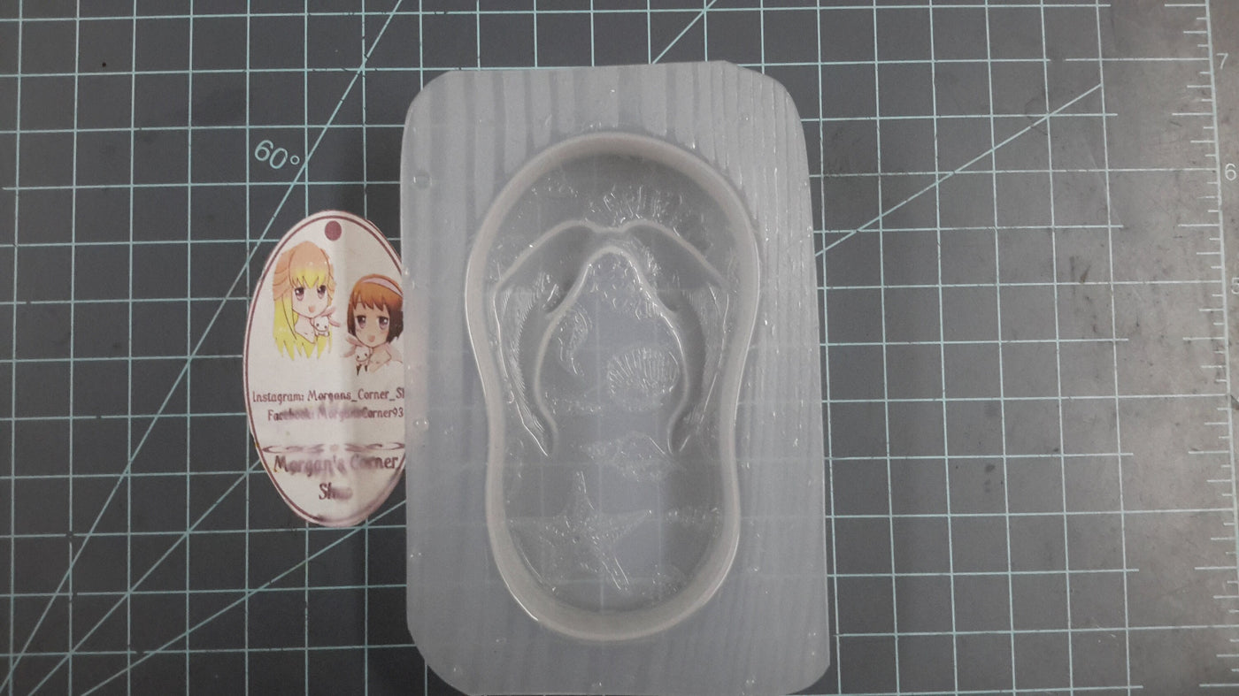 Dolphin Flip Flop Plastic Mold or Silicone mold, bath bomb mold, soap mold, flip flop mold, resin mold, flop mold, chocolate mold, shoe mold