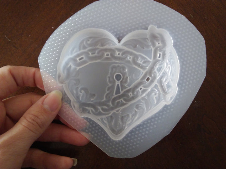 Heart in Chains Plastic Mold or Silicone mold, bath bomb mold, soap mold, heart mold, resin mold, love, chocolate mold, chain heart mold