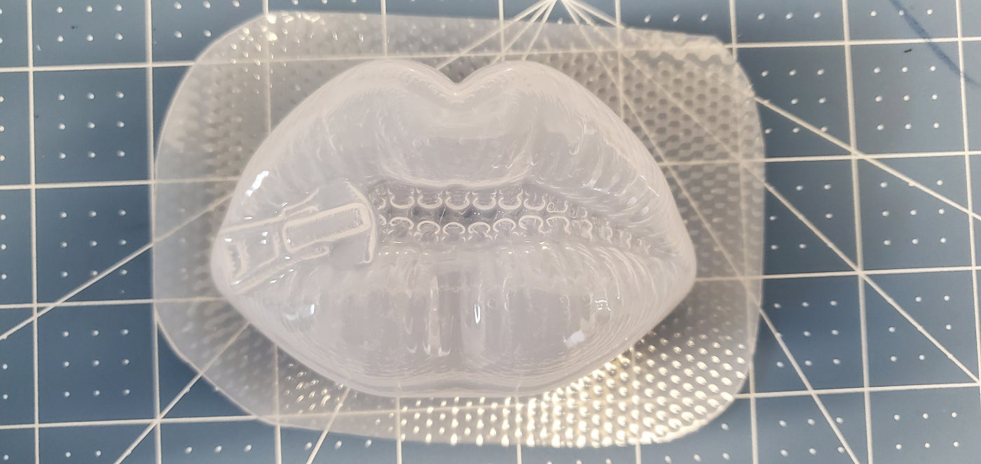 Zip your Lips Plastic or Silicone mold, bath bomb mold, soap mold, lip mold, resin mold, candy mold, lips are sealed mold, zipper lips mold