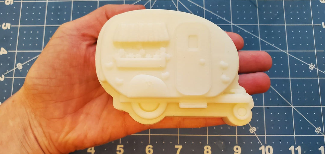Happy Camper Trailer Plastic Mold or Silicone mold, bathbomb mold, soap mold, camper mold, resin mold, trailer mold, rv mold, Chocolate mold
