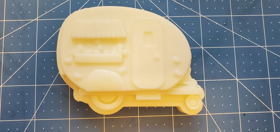Happy Camper Trailer Plastic Mold or Silicone mold, bathbomb mold, soap mold, camper mold, resin mold, trailer mold, rv mold, Chocolate mold