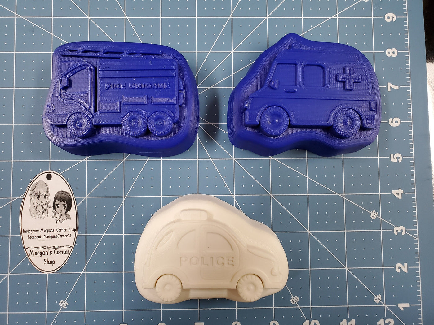 Rescue Vehicles Plastic Mold or Silicone mold, bath bomb mold, soap mold, firetruck mold, resin mold, police car mold, ambulance mold, car