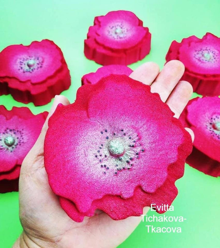 Poppy Flower Plastic Mold or Silicone mold, bath bomb mold, soap mold, poppy mold, resin mold, flower mold, floral mold, bud mold, nature