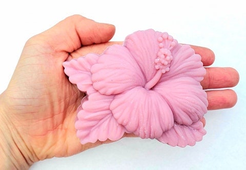 Hibiscus With Leaves Plastic Mold or Silicone mold, bath bomb mold, soap mold, flower mold, resin mold, hibiscus mold, floral mold, tropical