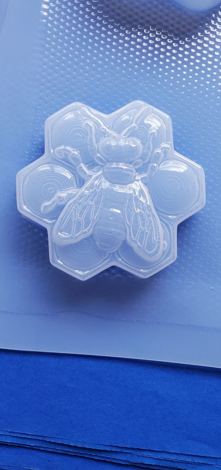 Bee on a Honeycomb Plastic Mold or Silicone mold, bath bomb mold, soap mold, bee mold, resin mold, honeycomb mold, comb mold, honey mold