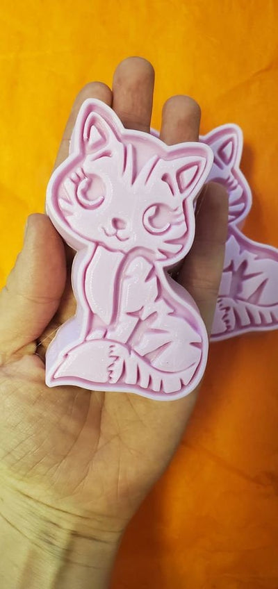 Kitty Cat Plastic Mold or Silicone mold, bath bomb mold, soap mold, kitten mold, resin mold, candy mold, chocolate mold, animal mold, cat