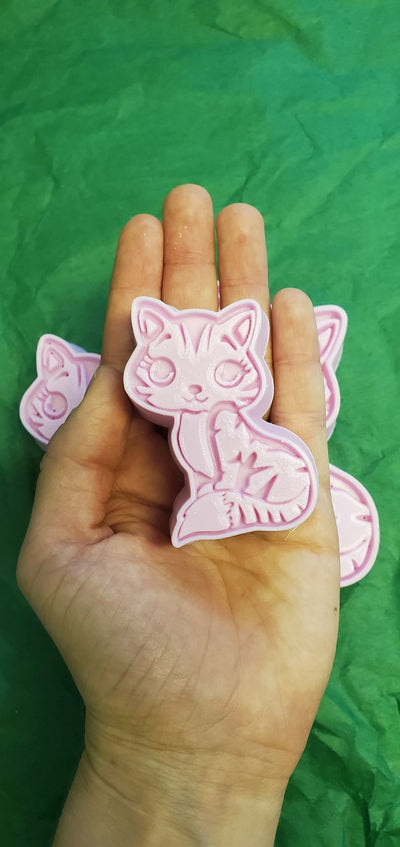 Kitty Cat Plastic Mold or Silicone mold, bath bomb mold, soap mold, kitten mold, resin mold, candy mold, chocolate mold, animal mold, cat