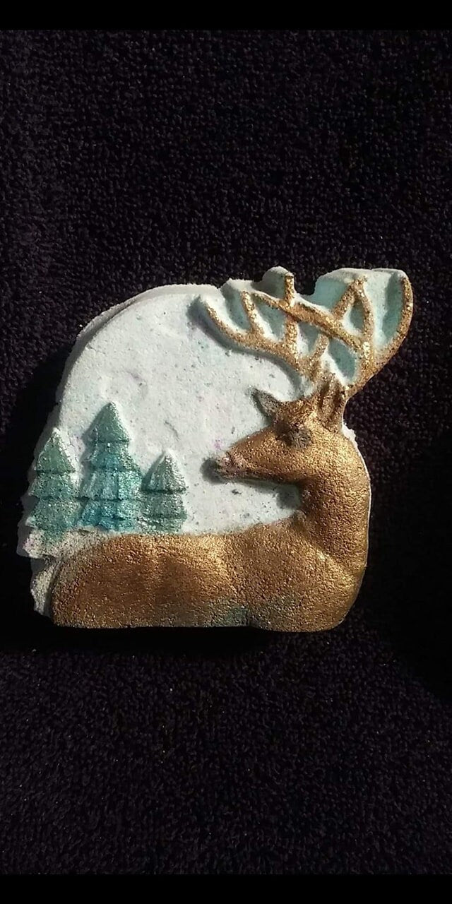 Deer with Moon and Trees Plastic Mold or Silicone mold, bath bomb mold, soap mold, deer mold, resin mold, buck mold, Stag mold, dear mold