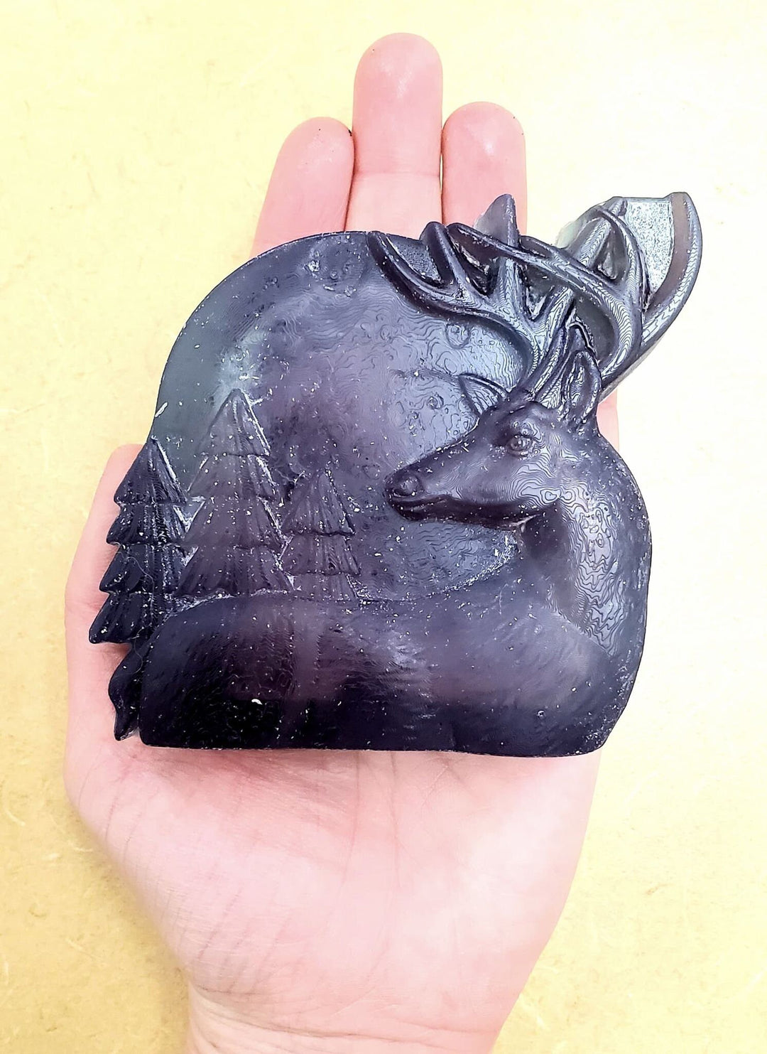 Deer with Moon and Trees Plastic Mold or Silicone mold, bath bomb mold, soap mold, deer mold, resin mold, buck mold, Stag mold, dear mold