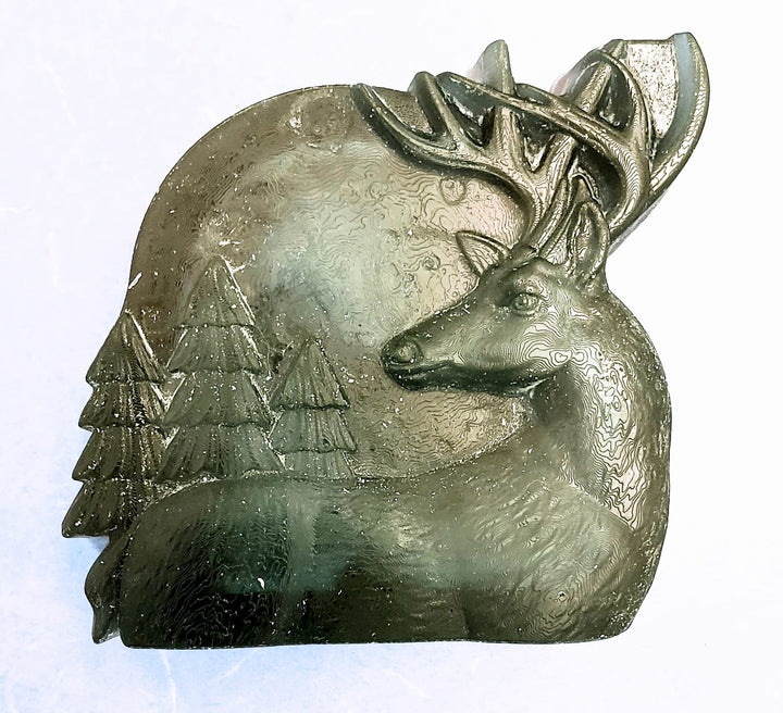 Deer with Moon and Trees Plastic Mold or Silicone mold, bath bomb mold, soap mold, deer mold, resin mold, buck mold, Stag mold, dear mold