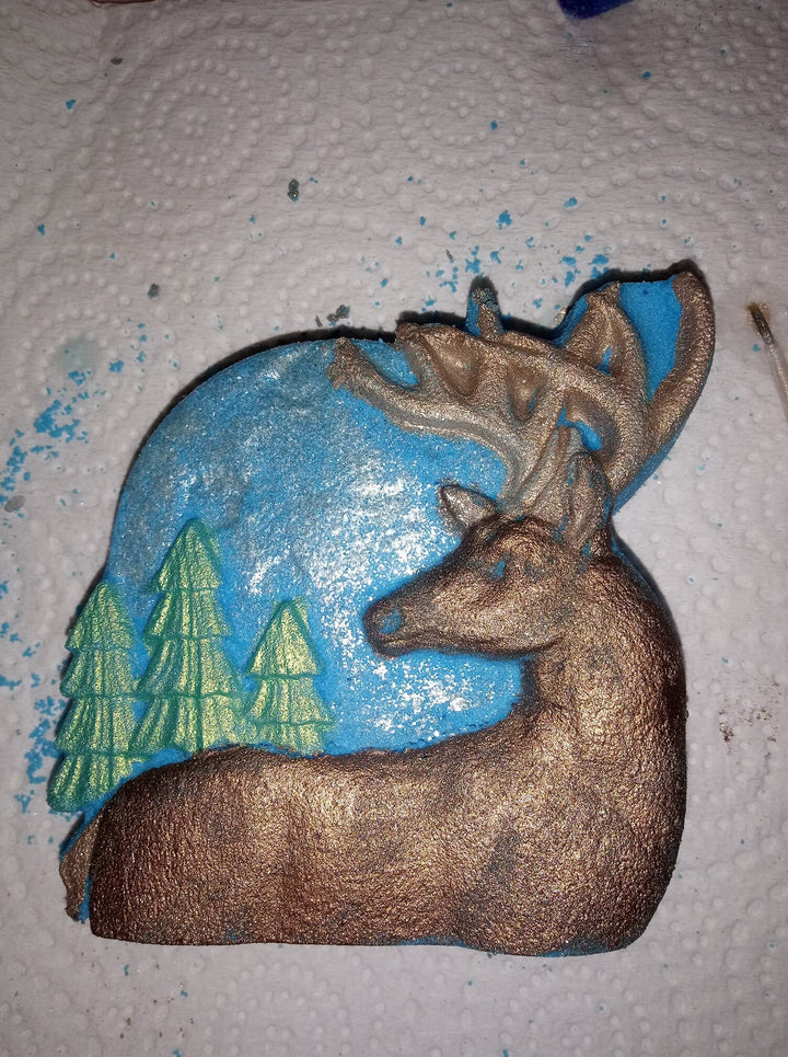 Deer with Moon and Trees Plastic Mold or Silicone mold, bath bomb mold, soap mold, deer mold, resin mold, buck mold, Stag mold, dear mold